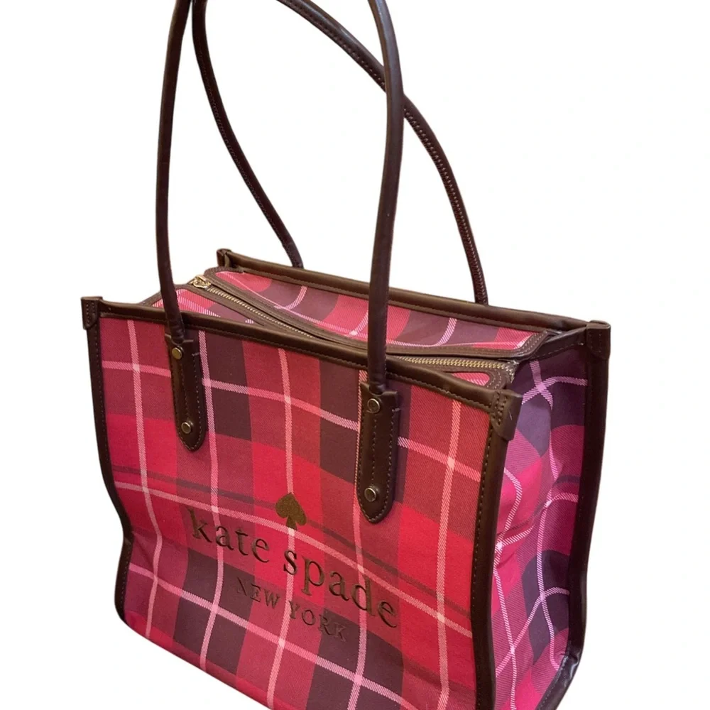 Kate Spade Pink Plaid Tote Bag